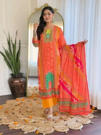 SF3  5560 *New Launch *Pakistani Cotton Suits made from Muslin with digital prints and beautiful hand work  - 2XL-44