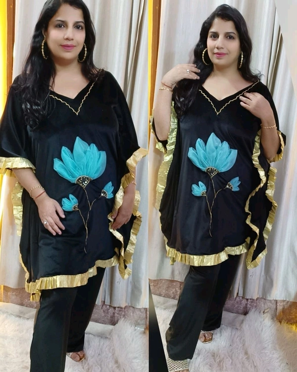 KD18  5561 *Warm Velvet "Dhriti" Kaaftan Co-ord Set  - M-38, Yellow