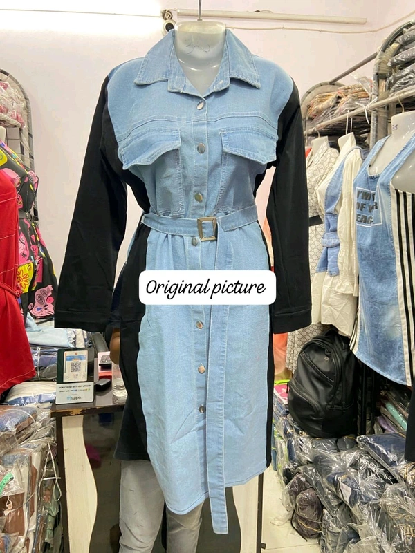 KD18  5562 very beautiful  Elide Denim Dress* - Black, M-38