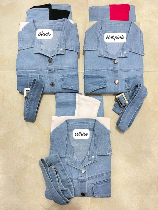 KD18  5562 very beautiful  Elide Denim Dress* - White, XL-42