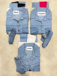 KD18  5562 very beautiful  Elide Denim Dress* - White, 2XL-44