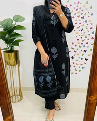KDC 5564 Ethnic Heavy Cotton*Pure fine Cotton fabric Embroidery Work Kurti with Pant with cotton Dupatta - M-38