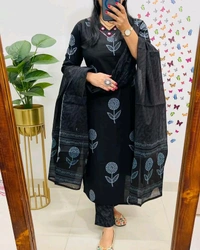 KDC 5564 Ethnic Heavy Cotton*Pure fine Cotton fabric Embroidery Work Kurti with Pant with cotton Dupatta - 2XL-44