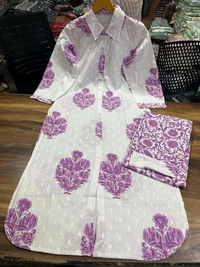 SF2  5566 *New Launch Artical Premium Pure Cotton Fabric styles Kurta Pant Set  - Pink, 3XL-46