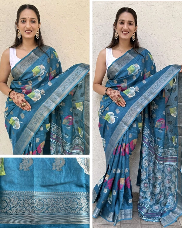 DSS 5567 New flower super hit popular Pure Dola Silk patola saree - Blue