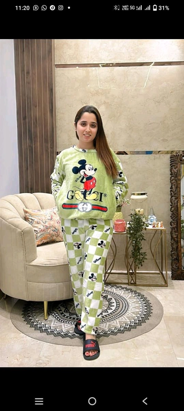 KD18  5570 New Collection Women  woollen  night suit - Green, M-38