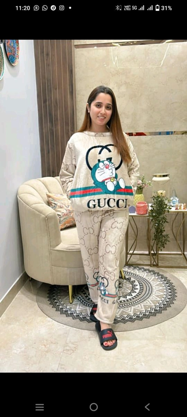 KD18  5570 New Collection Women  woollen  night suit - Gold, M-38