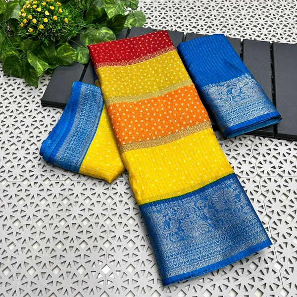 DSS 5571 WowNew ruko jariBeautiful dola silk sarees with all over floral design along with contrast weaving borderContrast pallu  - Blue