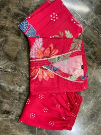 SF3  5577 New straight kurta set with new style in machin   print   -Muslim Work Embroidery  work - Red, M-38
