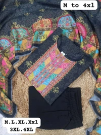 SF3  5580 *NEW BEUTIFUL HEAVY FULLY STITCHIED SUIT SET beautiful Heavy Suit Set which is beautifully decorated HEAVY Maslin  SILK - Black, 3XL-46