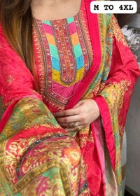 SF3  5580 *NEW BEUTIFUL HEAVY FULLY STITCHIED SUIT SET beautiful Heavy Suit Set which is beautifully decorated HEAVY Maslin  SILK - Red, XL-42