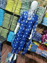 SF3  5587 New Quality *Premium Heavy Cotton Full Printer Dress With Printed Plazzo Border Handwork With Malmal Printed Dupatta - Blue, L-40