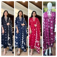 SF3  5587 New Quality *Premium Heavy Cotton Full Printer Dress With Printed Plazzo Border Handwork With Malmal Printed Dupatta - Blue, L-40