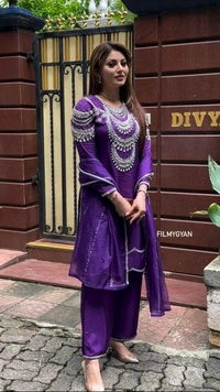 DSS 5755 New Quality  Chinon silk Kurti Pant  foux gorgtte *Work - XL-42