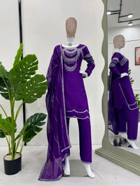 DSS 5755 New Quality  Chinon silk Kurti Pant  foux gorgtte *Work - XL-42