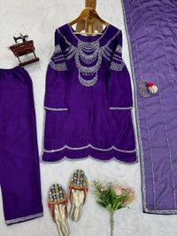 DSS 5755 New Quality  Chinon silk Kurti Pant  foux gorgtte *Work - XL-42