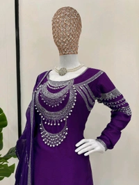 DSS 5755 New Quality  Chinon silk Kurti Pant  foux gorgtte *Work - 2XL-44