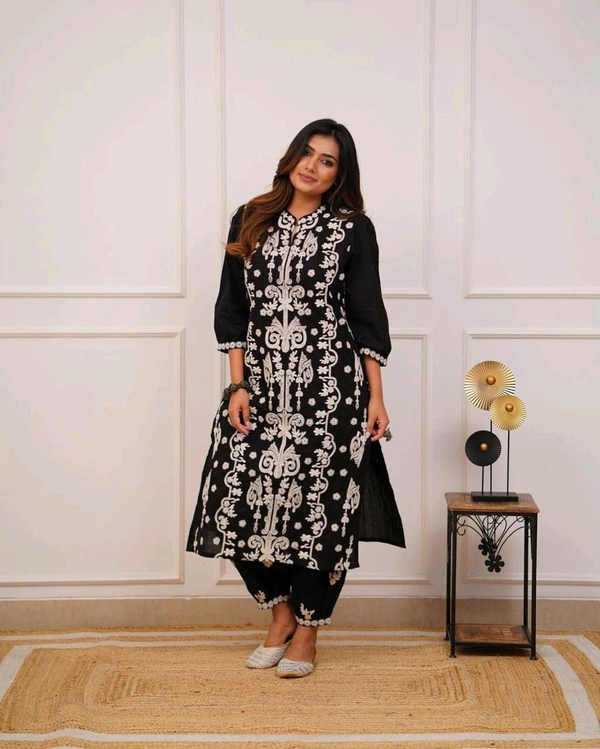EVN 5581 Beautiful Pure Cotton Kurti Afghani Pant set  Dori embroidery work - 3XL-46