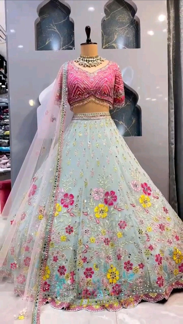 DSS 5583 *New Launching Real Mirror Lehenga, Exceptional Quality with Can-Can and Canvas Layers Heavy Real Mirror Embroidery Work