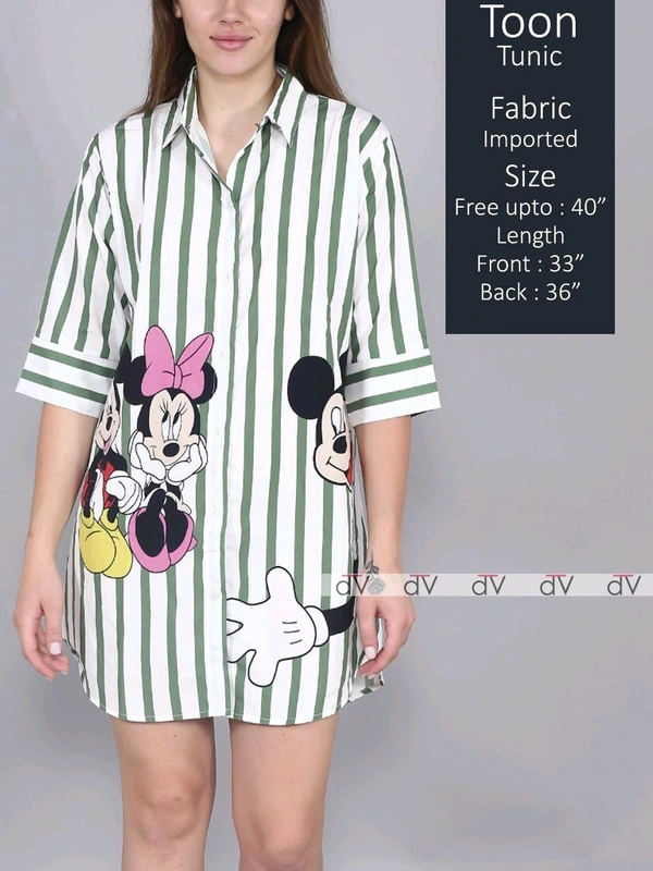 KDJ 5585 *Toon  Shirts**High quality Important  importedBust  - Green, L-40