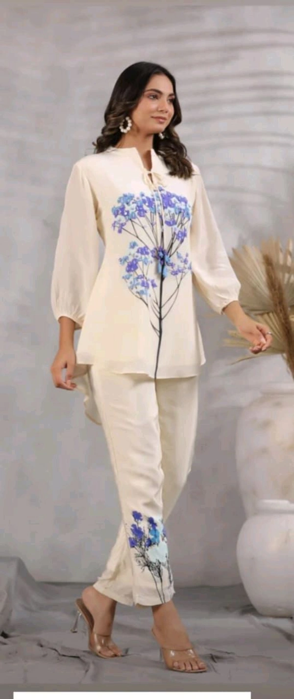 KD18  5590 Slub Cottan  print cordset - Blue, L-40