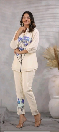KD18  5590 Slub Cottan  print cordset - Blue, XL-42
