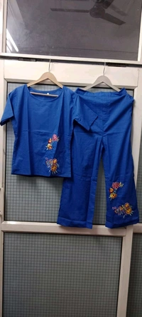 KD18  5592 *PRETTY POCKET EMBROIDERED COORDSET*: Cotton  - L-40