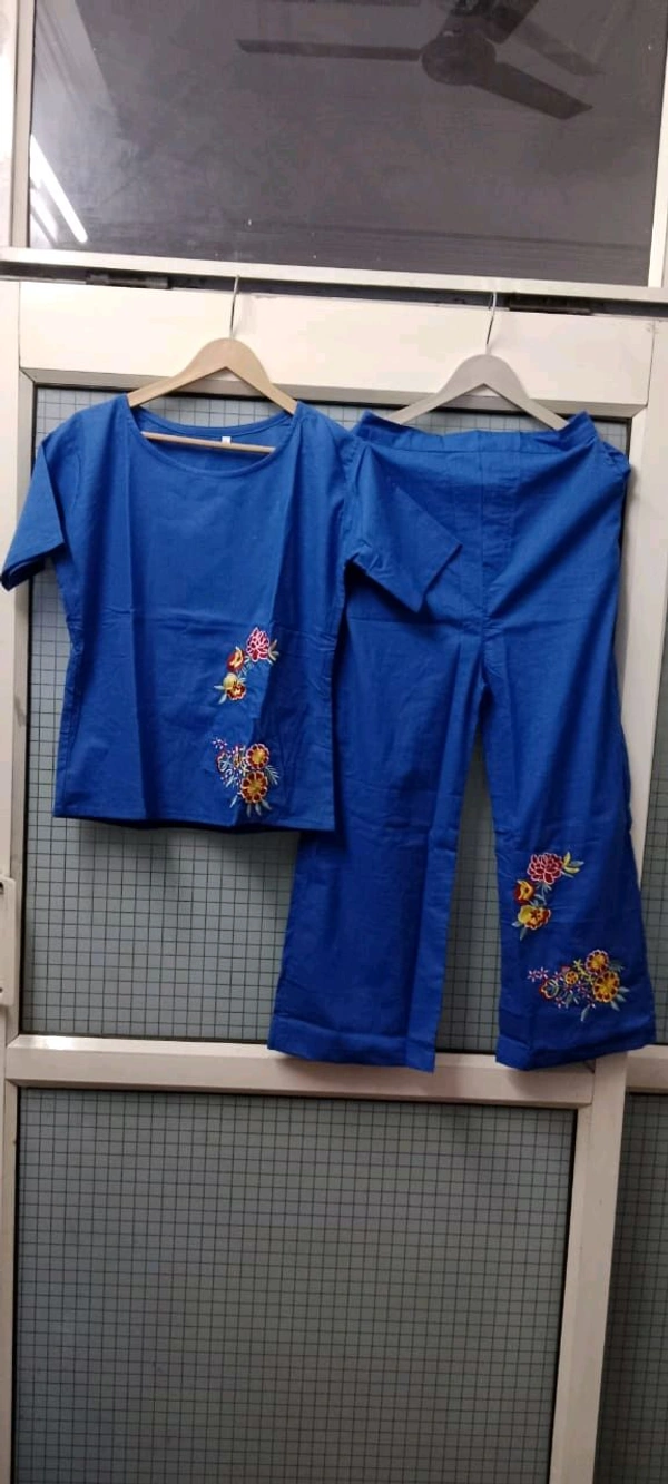 KD18  5592 *PRETTY POCKET EMBROIDERED COORDSET*: Cotton  - L-40