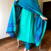 NEV 5593 *South cotton handloom kurti with temple border on yoke and sleeves Paried with handloom cotton pants and dupatta**🌹🌹Pure fine South cotton fabric handloom cotton dupatta - 3XL-46