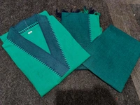 NEV 5593 *South cotton handloom kurti with temple border on yoke and sleeves Paried with handloom cotton pants and dupatta**🌹🌹Pure fine South cotton fabric handloom cotton dupatta - 3XL-46