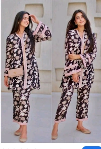 SF2  5596 *New Launch Cotton  Black Floral Printed Cord Set  floral print that  Heavy Lace work - L-40