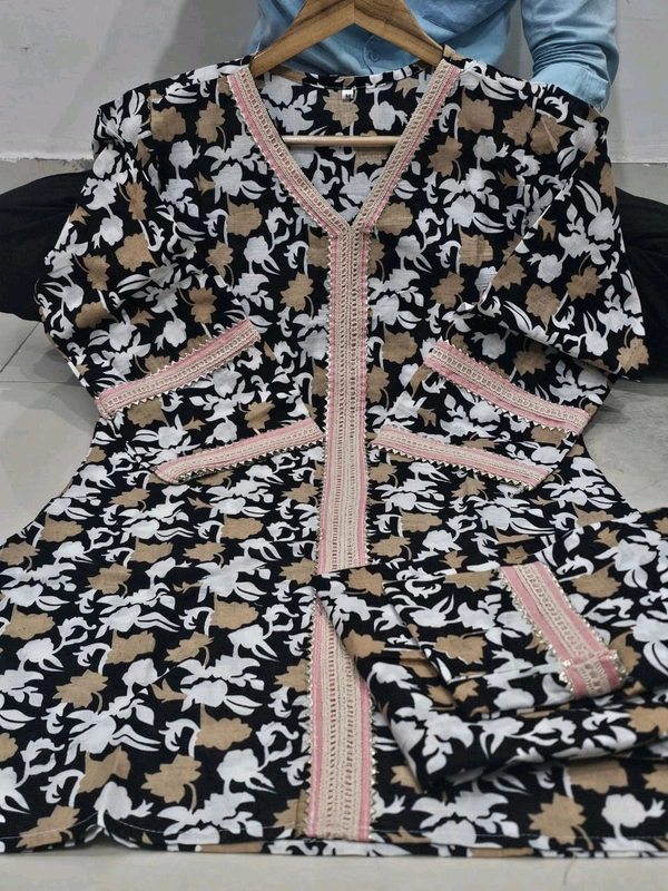 SF2  5596 *New Launch Cotton  Black Floral Printed Cord Set  floral print that  Heavy Lace work - XL-42
