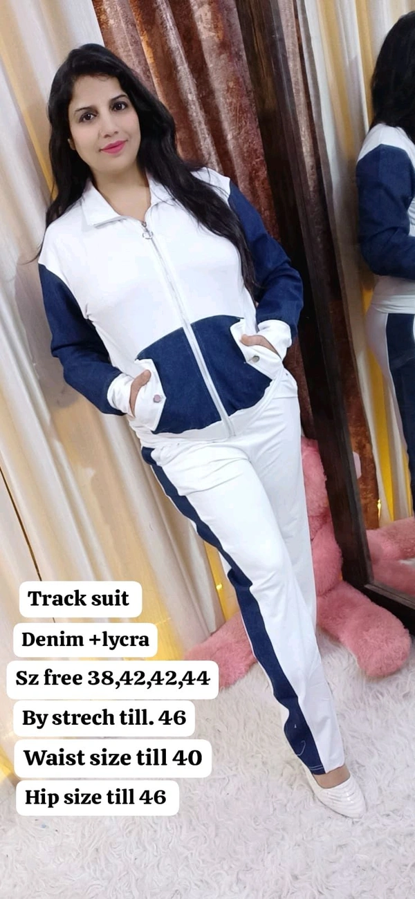 KD18  5597 *Airport look CORD SET* -  Denim With Feeflers - White, 3XL-46