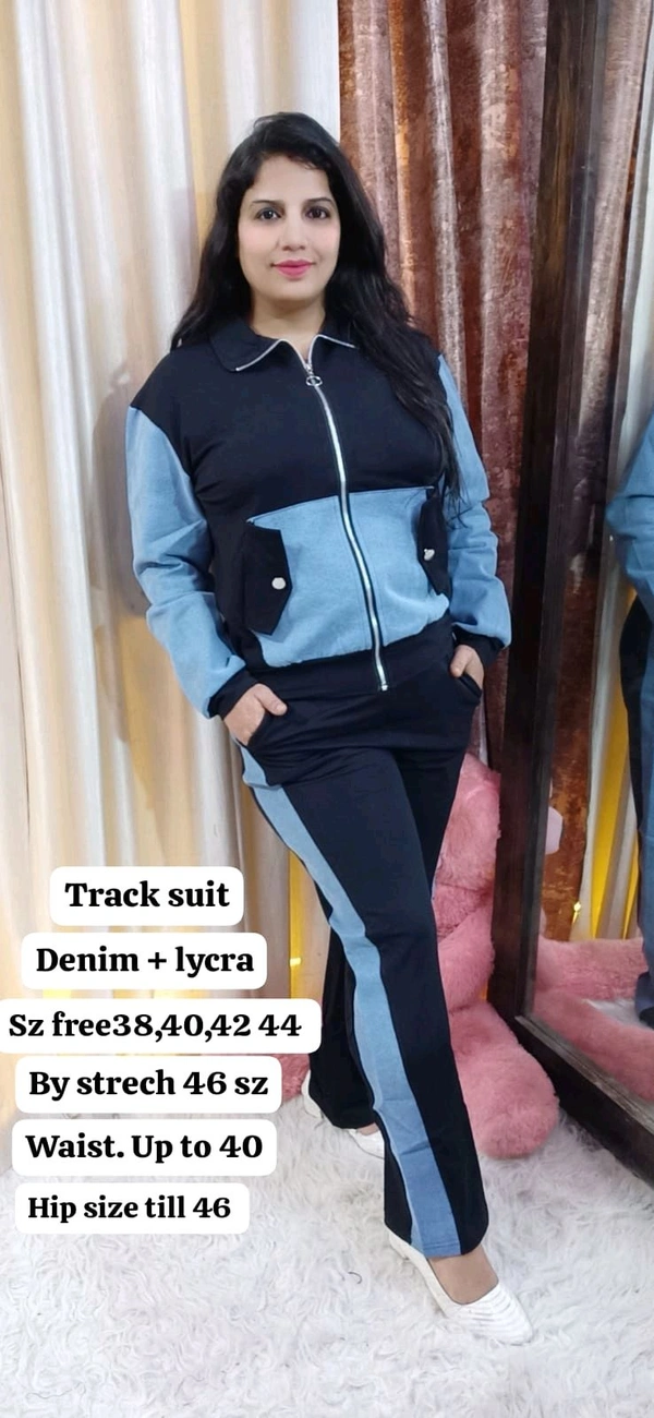 KD18  5597 *Airport look CORD SET* -  Denim With Feeflers - Blue, L-40