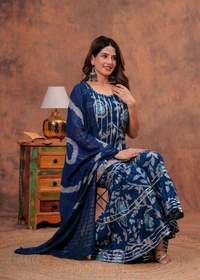 EVN 5599  New style kurti with sharara and dupatta sets _heavy muslin beautiful hand work lass - Navy Blue, XL-42