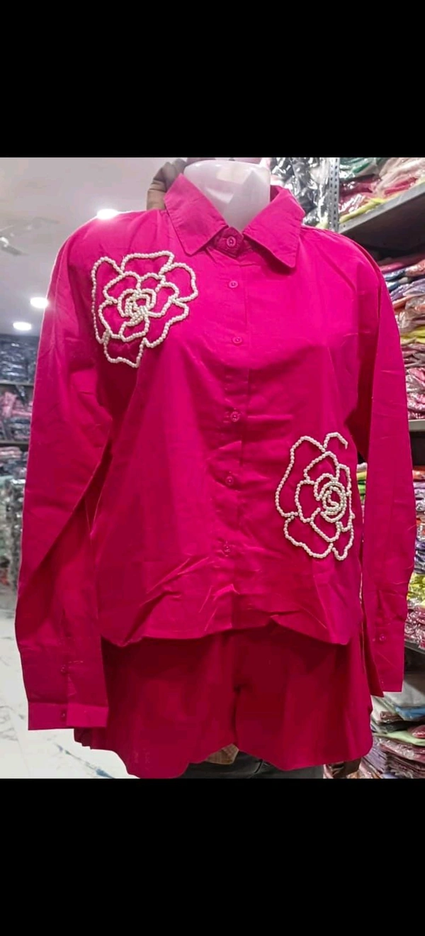 KD18  5601 High Quality Cotton  Cord set Both side pocket  - Pink, L-40