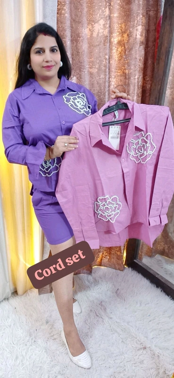 KD18  5601 High Quality Cotton  Cord set Both side pocket  - Lite Pink, S-