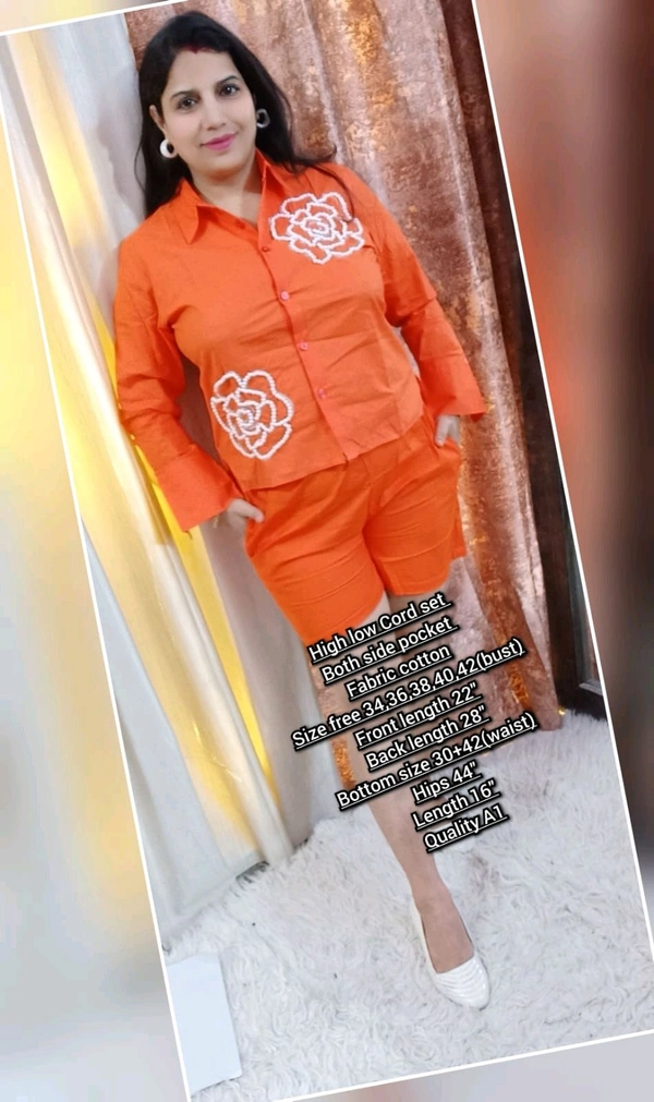 KD18  5601 High Quality Cotton  Cord set Both side pocket  - Orange, M-38