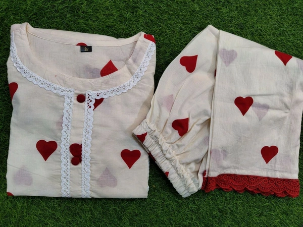 KDC 5604   Beautiful Cotton  Co-ord Design for Gorgeous ladies  New to our smart premium woven cotton co-ord set  less work  One Side Pocket  - 2XL-44