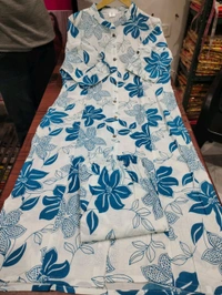 SF2  5607 *New Cotton  Cord set cotton kurti Palazza set*Launching designer Co-erd set in Aline pattern paried with Ankle length pant  - Blue, 2XL-44