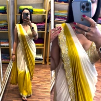 DSS 5608 New Chinnon Silk Ready To Wear Saree With Mirror Blouse Mono Banglory Silk Work Mult - 2XL-44