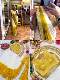 DSS 5608 New Chinnon Silk Ready To Wear Saree With Mirror Blouse Mono Banglory Silk Work Mult - 2XL-44