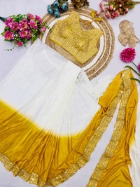 DSS 5608 New Chinnon Silk Ready To Wear Saree With Mirror Blouse Mono Banglory Silk Work Mult - 2XL-44
