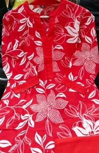 SF2  5609 💜 *Pure Cotton Kurta Pant plazo in Beautiful Floral Prints - Red, 3XL-46