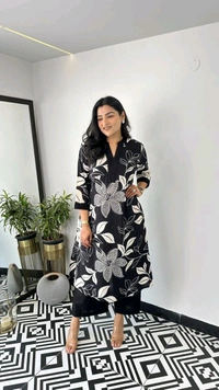 SF2  5609 💜 *Pure Cotton Kurta Pant plazo in Beautiful Floral Prints - Black, M-38