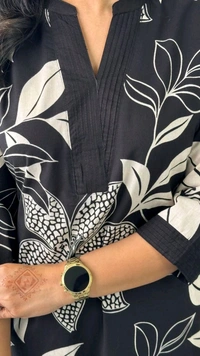 SF2  5609 💜 *Pure Cotton Kurta Pant plazo in Beautiful Floral Prints - Black, M-38