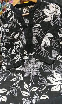 SF2  5609 💜 *Pure Cotton Kurta Pant plazo in Beautiful Floral Prints - Black, XL-42