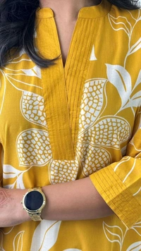SF2  5609 💜 *Pure Cotton Kurta Pant plazo in Beautiful Floral Prints - Yellow, L-40