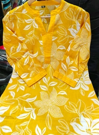 SF2  5609 💜 *Pure Cotton Kurta Pant plazo in Beautiful Floral Prints - Yellow, L-40