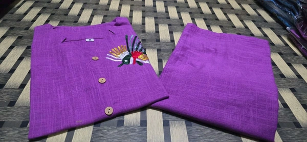SF2  5611 *New launch💃coord - sets cotton slub plazo with  pocket  - Purple, 2XL-44